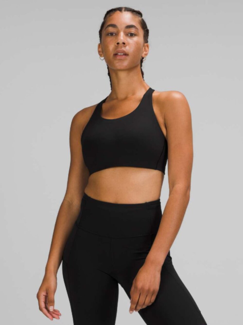 Lululemon Energy Bra High Support 32D Black running molded cups hook and eye